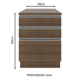 Bajo Mesada 60 cm 3 Cajones Glamy Marrón
