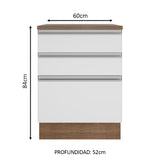 Bajo Mesada 60 cm 3 Cajones Glamy Marrón/Blanco