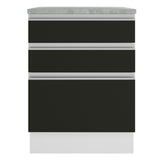 Bajo Mesada 60 cm 3 Cajones Glamy Blanco/Negro