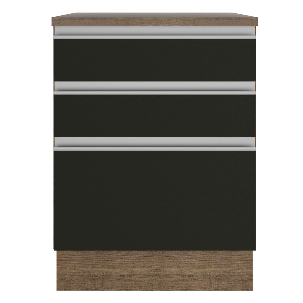 Bajo Mesada 60 cm 3 Cajones Glamy Marrón/Negro