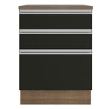 Bajo Mesada 60 cm 3 Cajones Glamy Marrón/Negro