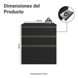 Bajo Mesada de Cocina 60 cm 3 Cajones Flotante Negro Nice Madesa