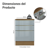 Bajo Mesada de Cocina 60 cm 3 Cajones Marrón/Gris Lux Madesa