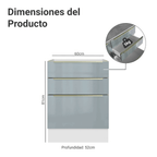 Bajo Mesada 60 cm 3 Cajones (Sin Mesada) Blanco/Gris Lux Madesa