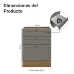 Bajo Mesada 60 cm 3 Cajones Sin Mesada Marrón/Gris Vik Madesa