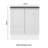Bajo Mesada Cocina 100% MDF 70 cm 2 Puertas Frentes Blanco Brillante Acordes Madesa