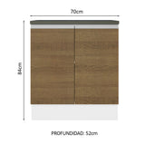 Bajo Mesada Cocina 100% MDF 70 cm 2 Puertas Blanco/Marrón Acordes Madesa
