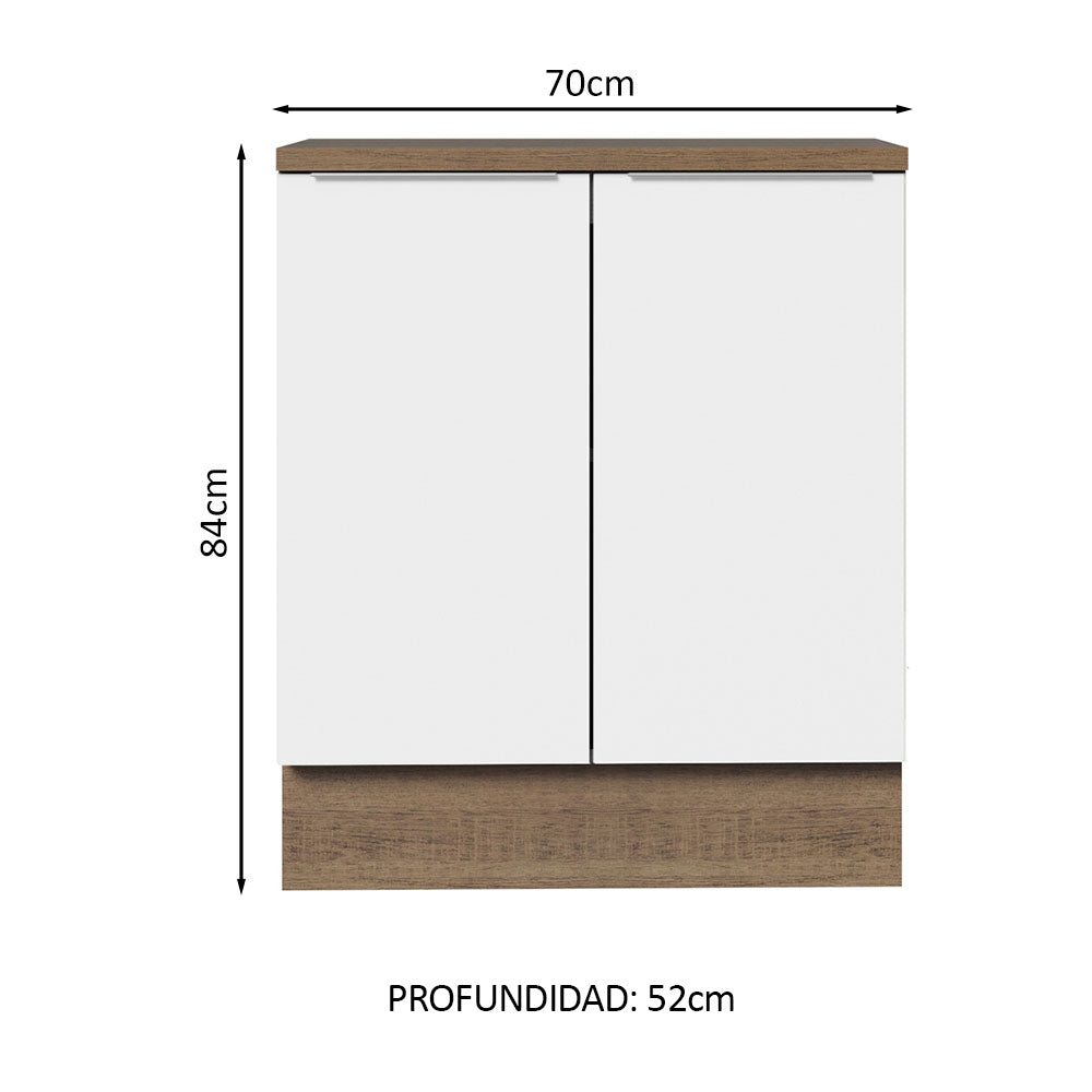 Bajo Mesada 70 cm Sin cajones 2 Puertas Stella Marrón/Blanco