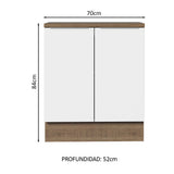 Bajo Mesada 70 cm Sin cajones 2 Puertas Stella Marrón/Blanco