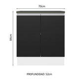 Bajo Mesada Cocina 100% MDF 70 cm 2 Puertas Blanco/Negro Acordes Madesa
