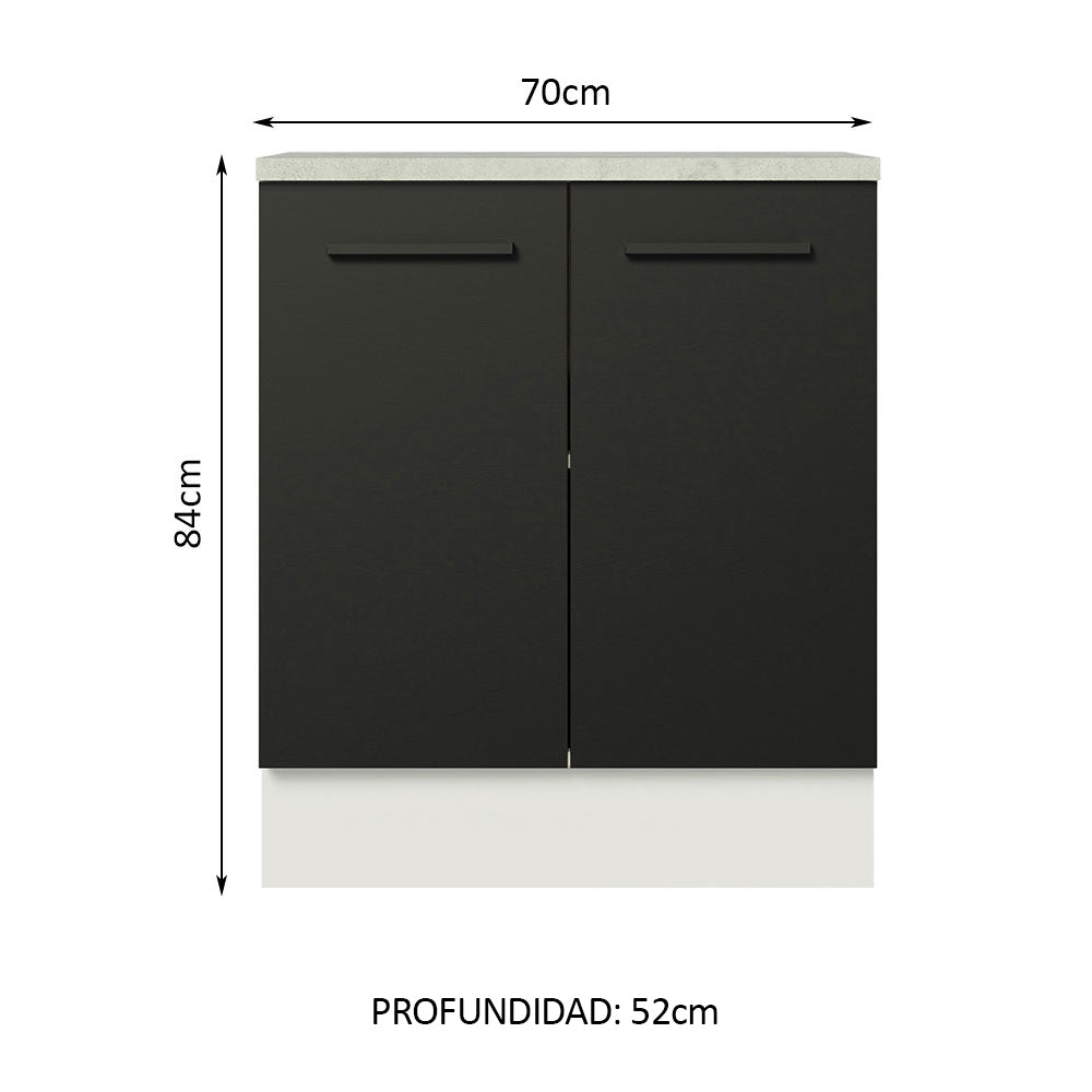 Bajo Mesada 70 cm Sin cajones 2 Puertas Agata Blanco/Negro