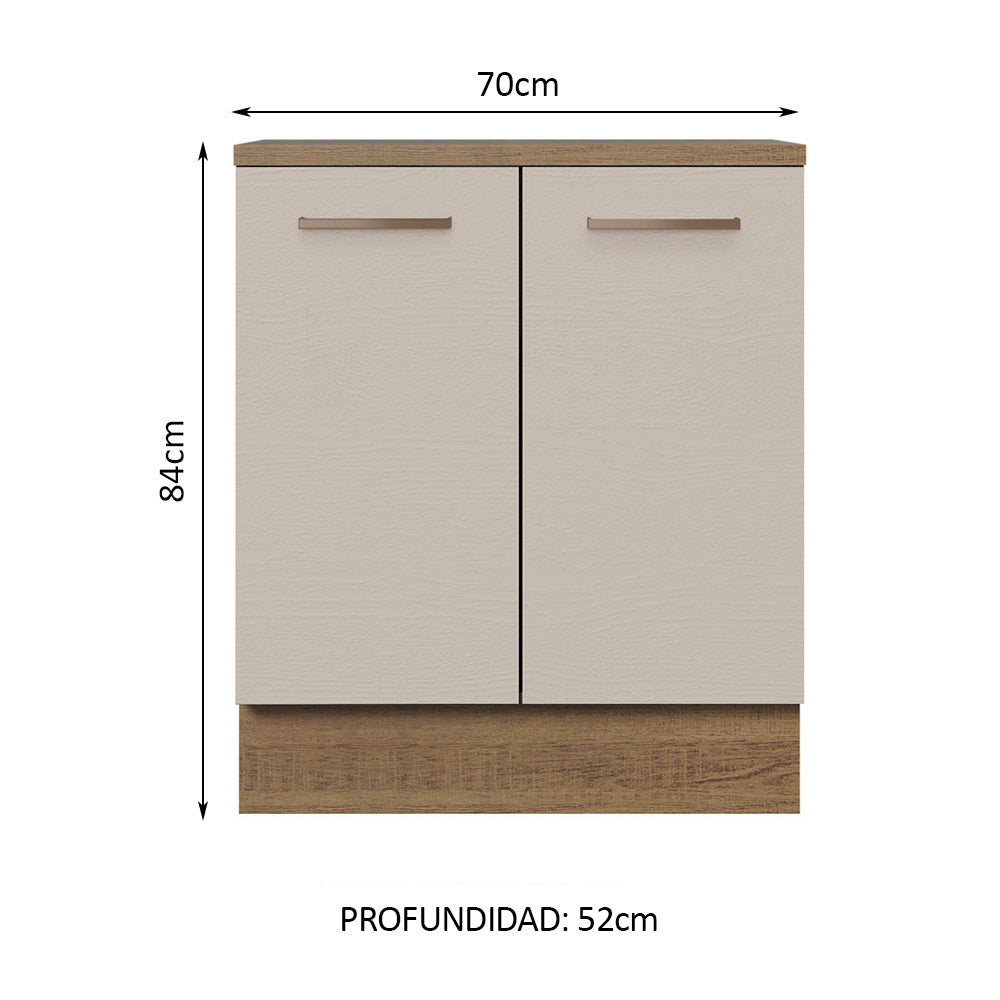 Bajo Mesada 70 cm 2 Puertas Agata Marrón/Crema