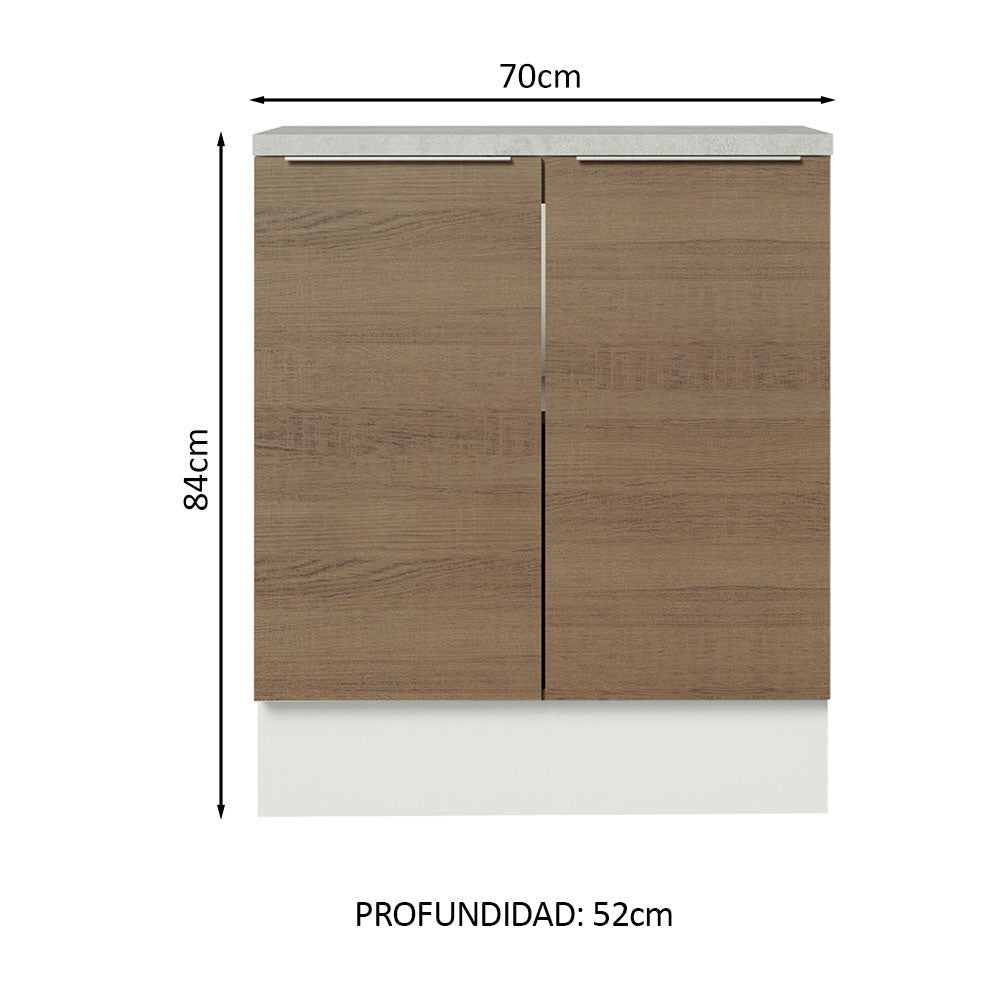 Bajo Mesada 70 cm Sin cajones 2 Puertas Stella Blanco/Marrón
