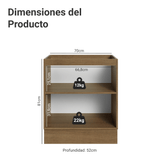 Bajo Mesada de Cocina 70 cm 2 Puetas (Sin Mesada) Marrón/Gris Lux Madesa