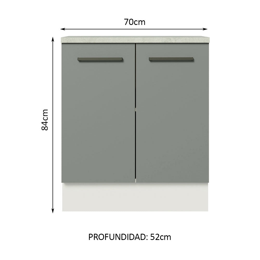 Bajo Mesada 70 cm Sin cajones 2 Puertas Agata Blanco/Gris