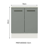 Bajo Mesada 70 cm Sin cajones 2 Puertas Agata Blanco/Gris