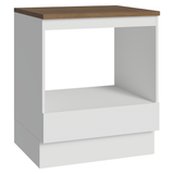 Bajo Mesada para Horno/Microondas 70 cm 1 Cajón Blanco Mesada Marrón