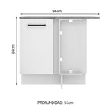 Bajo Mesada 94 cm Sin cajones 1 Puerta Agata Blanco