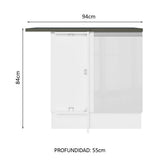 Bajo Mesada Cocina Esquinera 100% MDF 1 Puerta Blanco Brillante Acordes Madesa