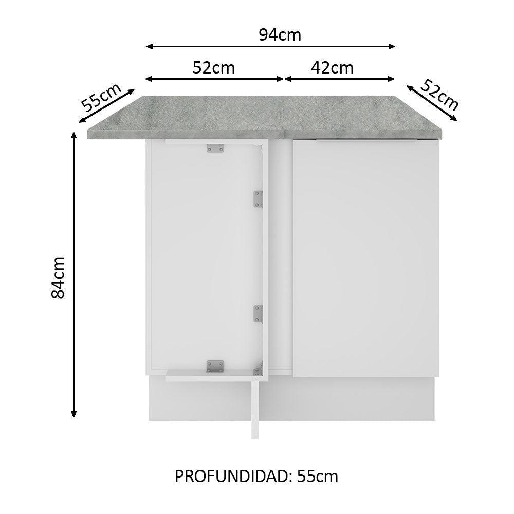 Bajo Mesada 94 cm Sin cajones 1 Puerta Stella Blanco