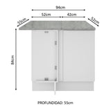 Bajo Mesada 94 cm Sin cajones 1 Puerta Stella Blanco