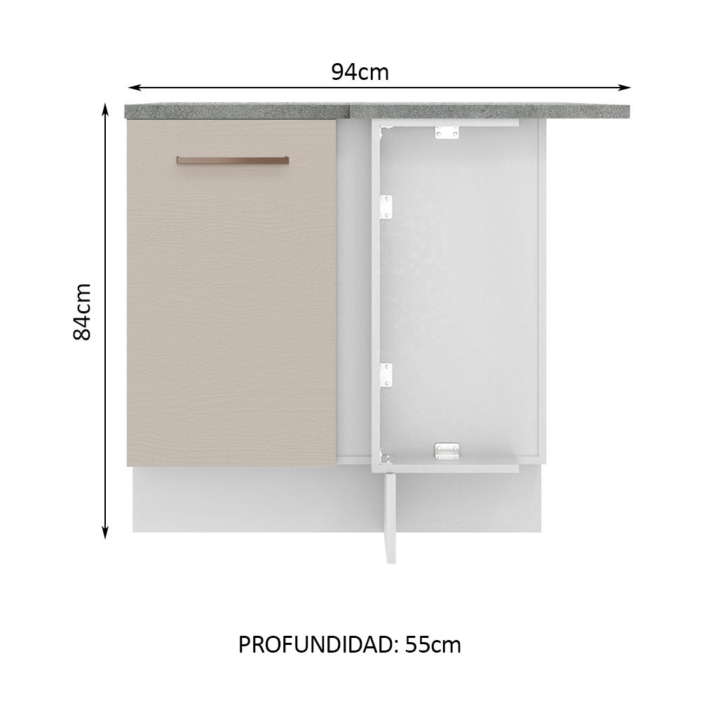 Bajo Mesada Esquinero 1 Puerta Agata Blanco/Crema
