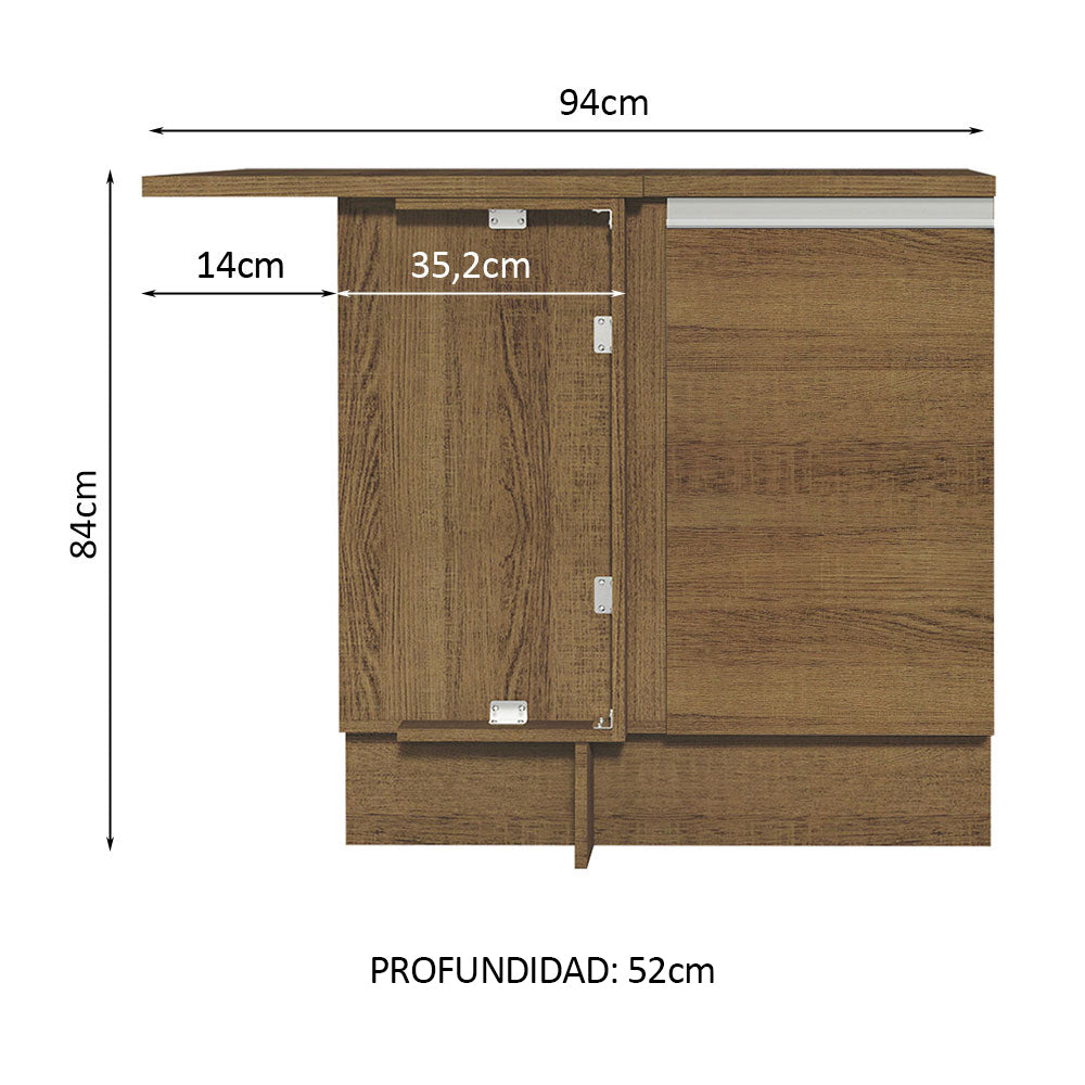 Bajo Mesada de Esquina de Cocina Glamy 1 Puerta Marrón