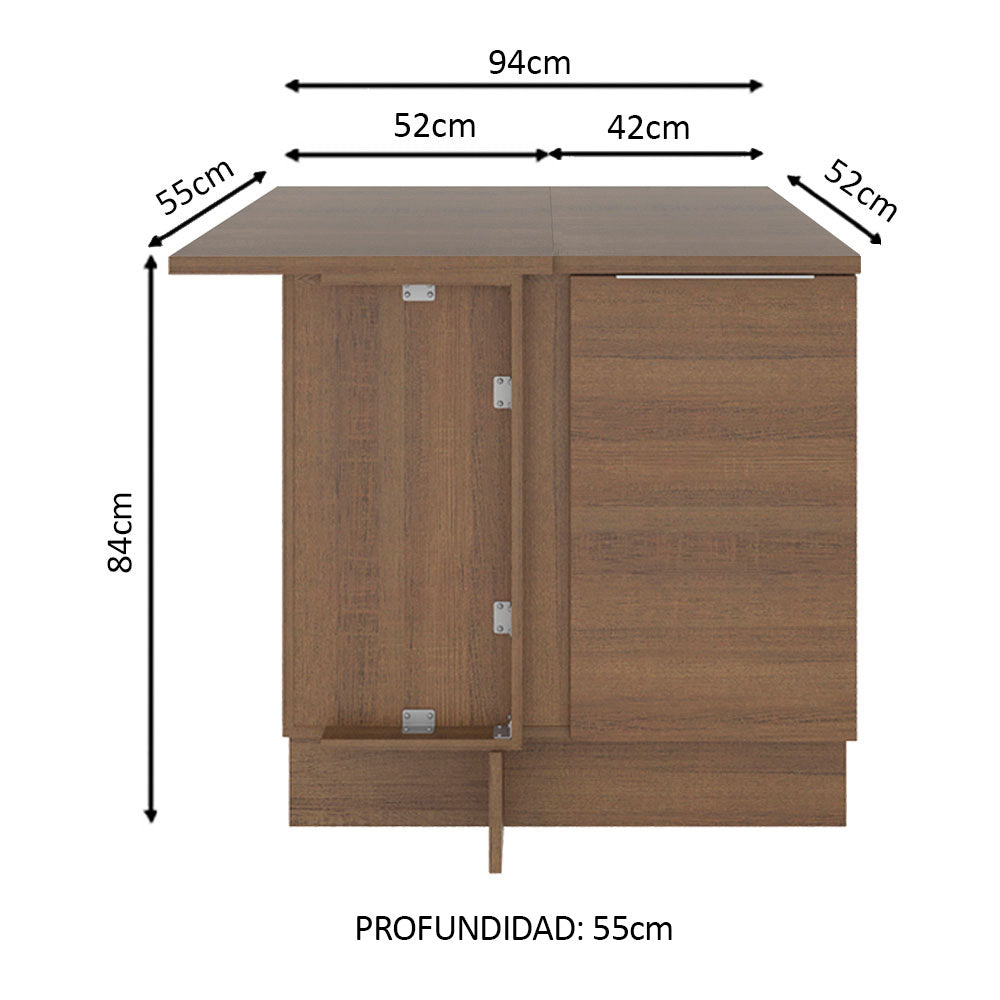 Bajo Mesada 94 cm Sin cajones 1 Puerta Stella Marrón