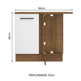 Bajo Mesada 94 cm Sin cajones 1 Puerta Agata Marrón/Blanco