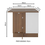 Bajo Mesada 94 cm Sin cajones 1 Puerta Stella Marrón/Blanco