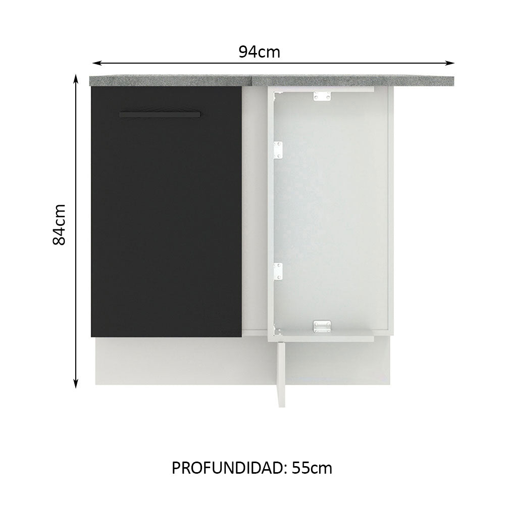 Bajo Mesada 94 cm Sin cajones 1 Puerta Agata Blanco/Negro