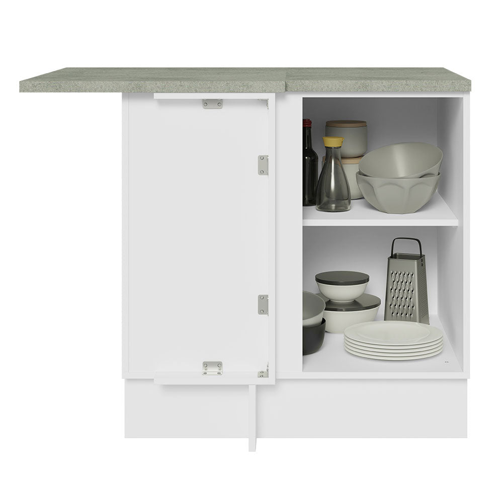 Bajo Mesada de Esquina de Cocina con 1 Puerta Glamy Blanco/Negro