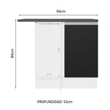 Bajo Mesada Cocina Esquinera 100% MDF 1 Puerta Blanco/Negro Acordes Madesa