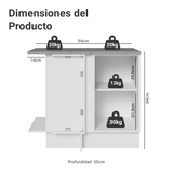 Bajo Mesada Esquinero 1 Puerta Blanco/Negro Lux Madesa
