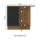 Bajo Mesada 94 cm Sin cajones 1 Puerta Agata Marrón/Negro