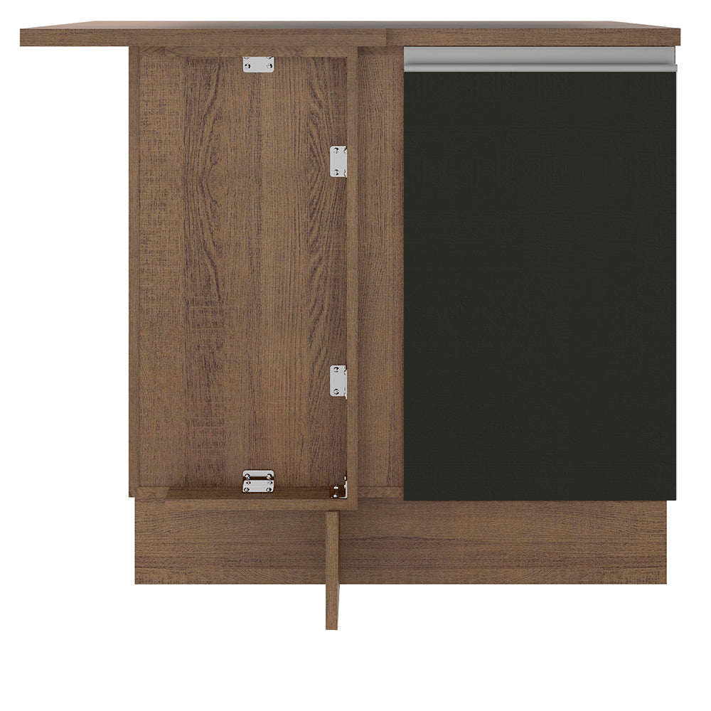 Bajo Mesada de Esquina de Cocina con 1 Puerta Glamy Marrón/Negro