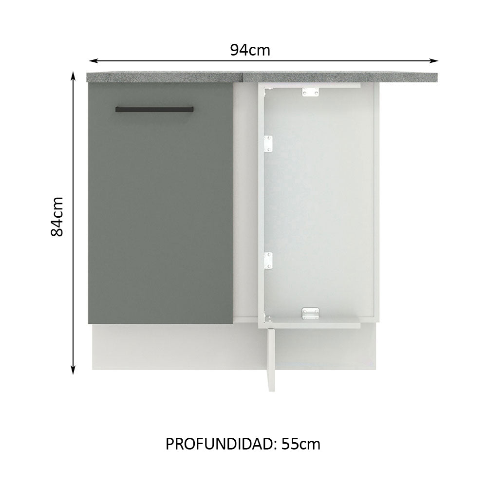 Bajo Mesada 94 cm Sin cajones 1 Puerta Agata Blanco/Gris