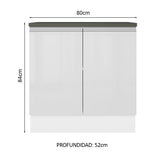 Bajo Mesada Cocina 100% MDF 80 cm 2 Puertas Blanco Brillante Acordes Madesa