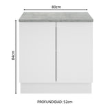 Bajo Mesada 80 cm Sin cajones 2 Puertas Stella Blanco
