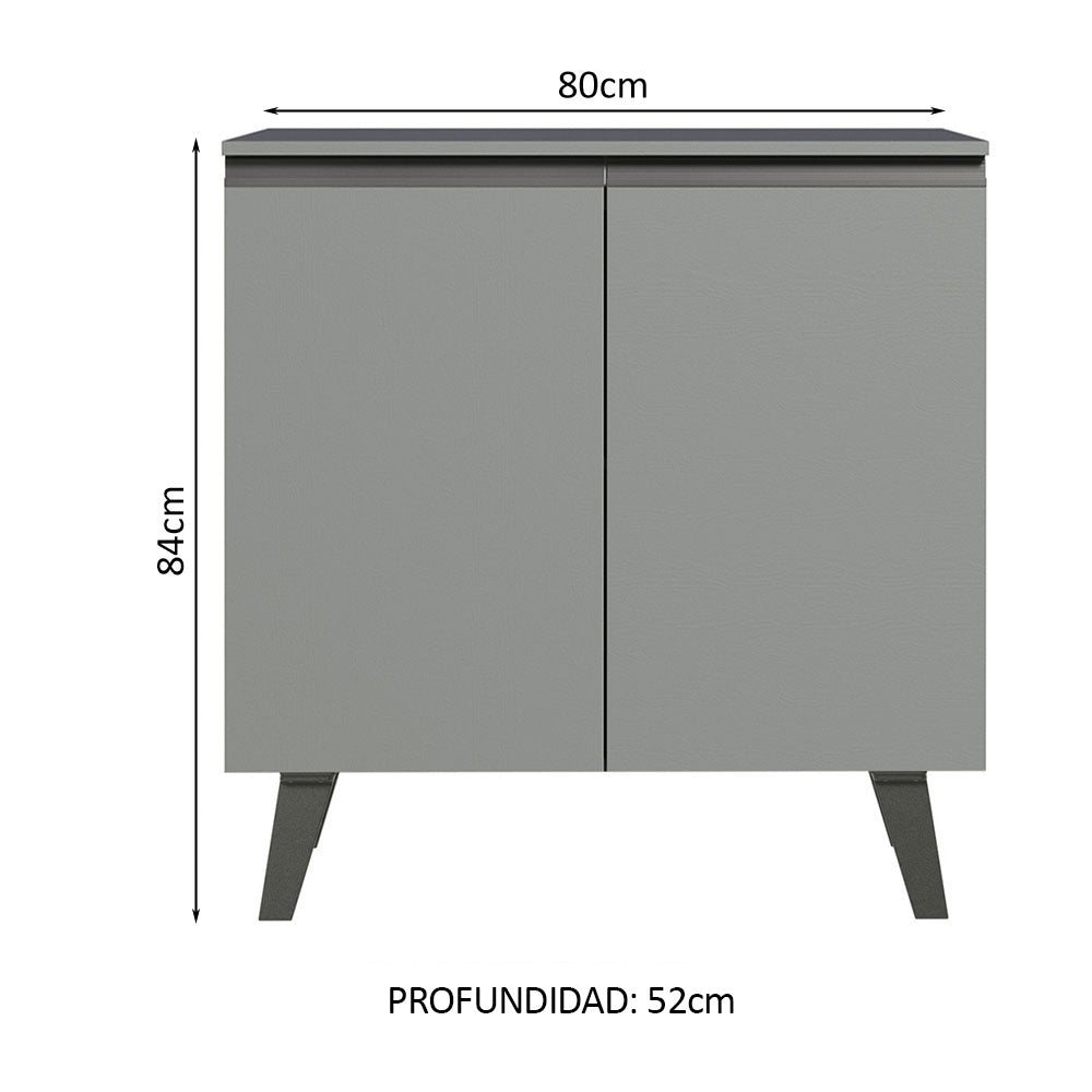 Bajo Mesada 80 cm 2 Puertas con Patas Gris Nice Madesa