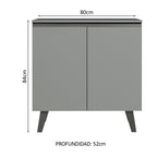 Bajo Mesada 80 cm 2 Puertas con Patas Gris Nice Madesa