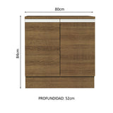 Bajo Mesada Madesa Glamy 80 cm 2 Puertas Marrón