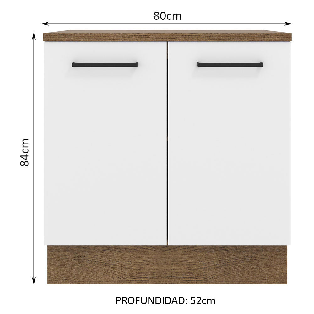 Bajo Mesada 80 cm 2 Puertas Agata Marrón/Blanco