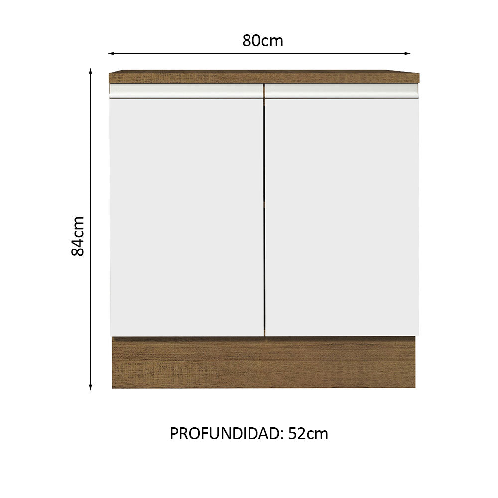 Bajo Mesada 80 cm 2 Puertas Marrón/Blanco Glamy Madesa