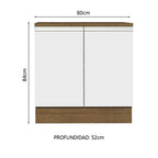 Bajo Mesada 80 cm 2 Puertas Marrón/Blanco Glamy Madesa