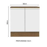 Bajo Mesada Madesa Glamy 80 cm 2 Puertas Marrón/Blanco