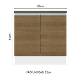 Bajo Mesada Cocina 100% MDF 80 cm 2 Puertas Blanco/Marrón Acordes Madesa