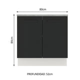 Bajo Mesada 80 cm Sin cajones 2 Puertas Agata Blanco/Negro