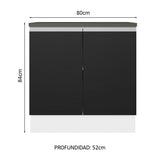 Bajo Mesada Cocina 100% MDF 80 cm 2 Puertas Blanco/Negro Acordes Madesa