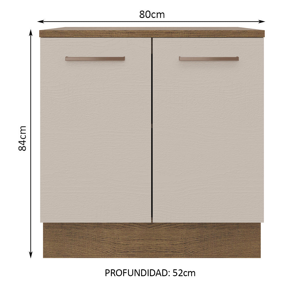 Bajo Mesada 80 cm 2 Puertas Agata Marrón/Crema